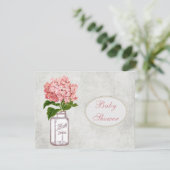 Shabby Chic Mason Jar & Hydrangea Baby shower Kaart (Staand voorkant)