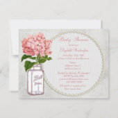 Shabby Chic Mason Jar & Hydrangea Baby shower Kaart (Achterkant)