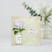 Shabby Chic Mason Jar & Hydrangea Vrijgezellenfees Kaart (Staand voorkant)