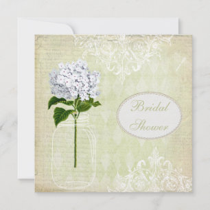Shabby Chic Mason Jar & Hydrangea Vrijgezellenfees Kaart