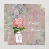 Shabby Chic Mason Jar & Hydrangea Vrijgezellenfees Kaart (Voorkant / Achterkant)