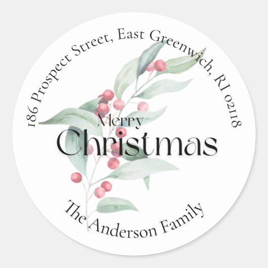 Shabby Chic Merry Christmas Retouradres Label (Voorkant)