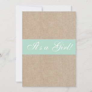 Shabby Chic Mint Burlap Baby shower Invitation Kaart