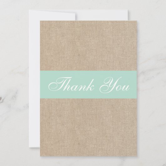 Shabby Chic Mint Burlap - Hartelijk dank Bedankkaart (Voorkant)
