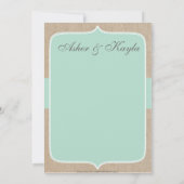 Shabby Chic Mint Burlap - Hartelijk dank Bedankkaart (Achterkant)