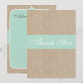 Shabby Chic Mint Burlap - Hartelijk dank Bedankkaart (Voorkant / Achterkant)