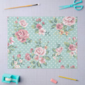 shabby chic mint polka stip roze wit meisje tissuepapier (Craft)