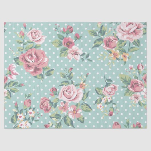 shabby chic mint polka stip roze wit meisje tissuepapier (Voorkant)