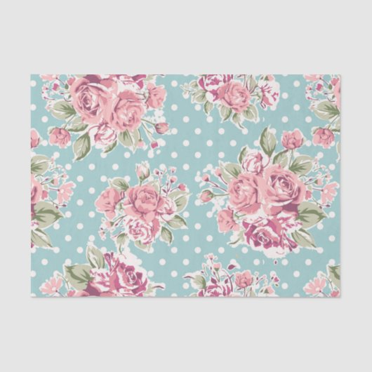shabby chic mint polka stip roze wit  meisje tissuepapier (Voorkant)