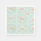 Shabby Chic Mint & Roze Cocktail servetten (Voorkant)