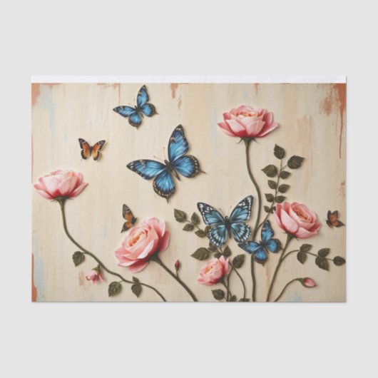 Shabby Chic Mixed Media Kunstschilderij Tissuepapier (Voorkant)