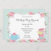 Shabby Chic Moederdag Brunch Invitation Blue Kaart (Voorkant / Achterkant)