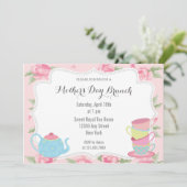 Shabby Chic Moederdag Brunch Invitation Pink Kaart (Staand voorkant)