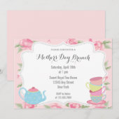 Shabby Chic Moederdag Brunch Invitation Pink Kaart (Voorkant / Achterkant)