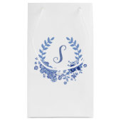 Shabby Chic Monogram Blauw ontwerp Klein Cadeauzakje (Achterkant)