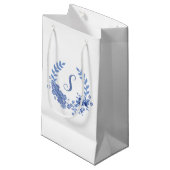 Shabby Chic Monogram Blauw ontwerp Klein Cadeauzakje (Voorkant Gekanteld)