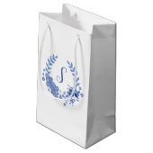 Shabby Chic Monogram Blauw ontwerp Klein Cadeauzakje (Achterkant Gekanteld)