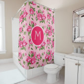 Shabby Chic Monogram roze Roses Bath Douchegordijn (In situ)