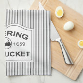 Shabby Chic Nantucket Sign in Black & White Stripe Theedoek (Quarter Fold)