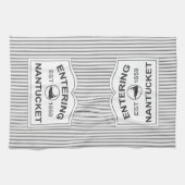 Shabby Chic Nantucket Sign in Black & White Stripe Theedoek (Horizontaal)