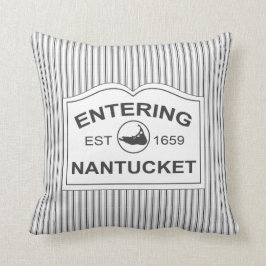 Shabby Chic Nantucket Welcome Sign Black & White Kussen