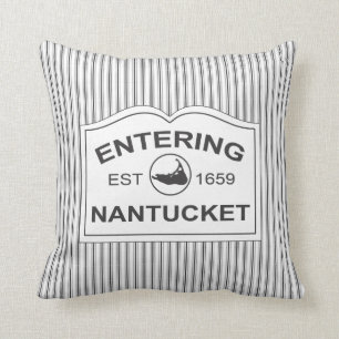 Shabby Chic Nantucket Welcome Sign Black & White Kussen