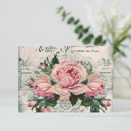 shabby chic , ontkoppeling , Victoriaans , frans c Bedankkaart (Staand voorkant)