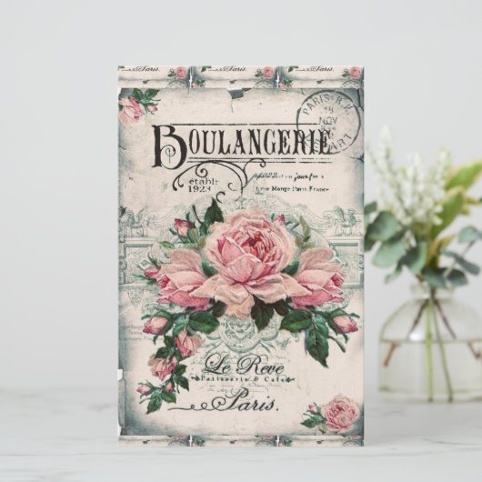 shabby chic , ontkoppeling , Victoriaans , frans c Briefpapier (Staand voorkant)