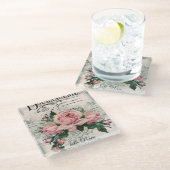 shabby chic , ontkoppeling , Victoriaans , frans c Glazen Onderzetter (Schuin)