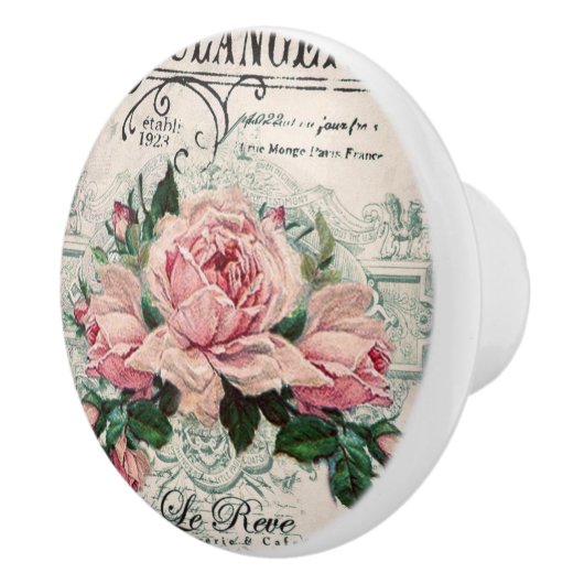 shabby chic , ontkoppeling , Victoriaans , frans c Keramische Knop (Rechts)