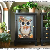 Shabby Chic Owl, Bow Stropdas, Bloemen DJ4L Decoup Tissuepapier