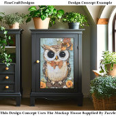 Shabby Chic Owl, Bow Stropdas, Bloemen DJ4R Decoup Tissuepapier