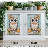 Shabby Chic Owl, Bow Stropdas, Bloemen DJ4R Decoup Tissuepapier