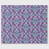 Shabby Chic Paars en blue Paisley Pattern Cadeaupapier (Vlak)