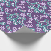Shabby Chic Paars en blue Paisley Pattern Cadeaupapier (Hoek)