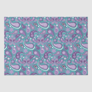 Shabby Chic Paars en blue Paisley Pattern Tissuepapier
