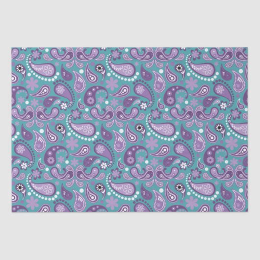Shabby Chic Paars en blue Paisley Pattern Tissuepapier (Voorkant)