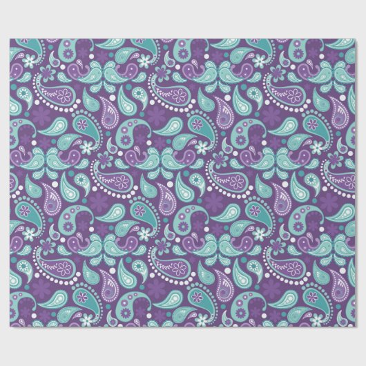 Shabby Chic Paars en Light Blue Paisley Pattern Cadeaupapier (Vlak)