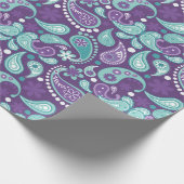 Shabby Chic Paars en Light Blue Paisley Pattern Cadeaupapier (Hoek)