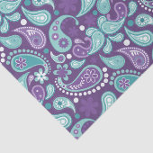 Shabby Chic Paars en Light Blue Paisley Pattern Tissuepapier (Detail)