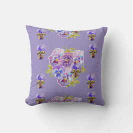 Shabby Chic Paars Pansy Floral flower Cushion Kussen