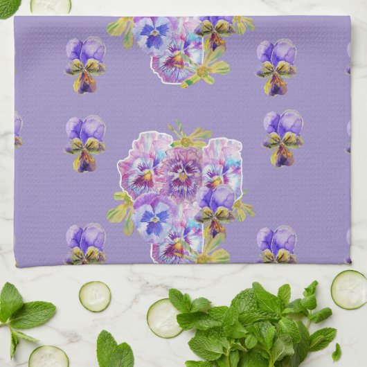Shabby Chic Paars Pansy Floral Kitchen Tea Towel Theedoek (Gevouwen)