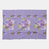 Shabby Chic Paars Pansy Floral Kitchen Tea Towel Theedoek (Horizontaal)