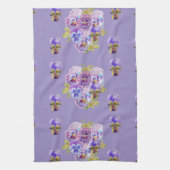Shabby Chic Paars Pansy Floral Kitchen Tea Towel Theedoek (Verticaal)