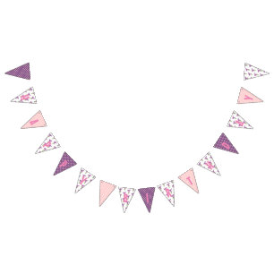 Shabby Chic Paarse Irises Polka Dots Vlaggetjes