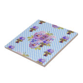 Shabby Chic Paarse Pansy kunst bloemenkeramische T Tegeltje (Zijkant)