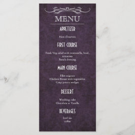 Shabby Chic Paarse Vintage Wedding Menu Kaart