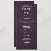 Shabby Chic Paarse Vintage Wedding Menu Kaart (Voorkant / Achterkant)