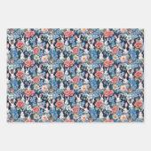 Shabby Chic Paashaas Bloemen Navy Blue Inpakpapier Vel (Voorkant)
