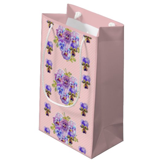 Shabby Chic Pansy bloemen Floral Gift Bag Klein Cadeauzakje (Achterkant Gekanteld)